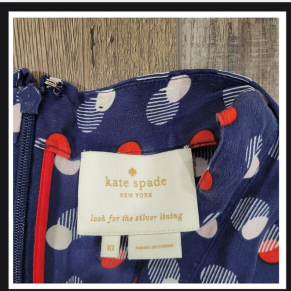 KATE SPADE | Villa Polka Dot Faux Wrap Silk Dress - Picture 4 of 4